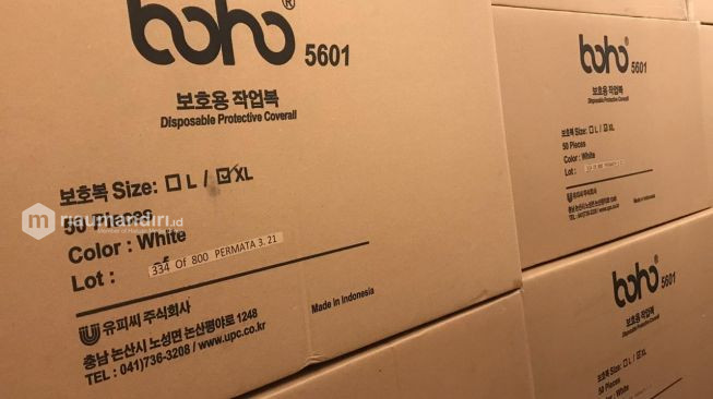 Kardus APD Corona dari China Bertuliskan Made In Indonesia