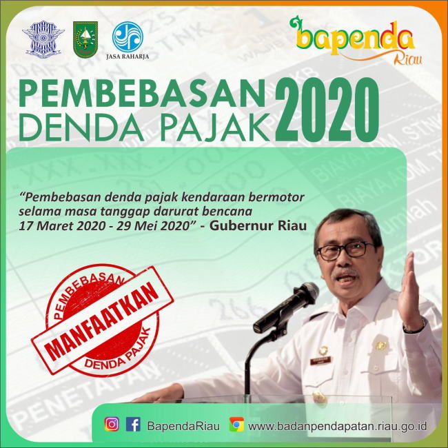 Mulai April, Riau Bebaskan Denda Pajak Kendaraan Selama Masa Tanggap Darurat Covid-19