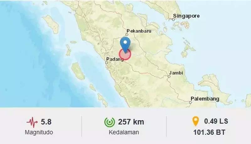 Gempa Magnitudo 5,8 Guncang Kuansing, Begini Penjelasan BMKG