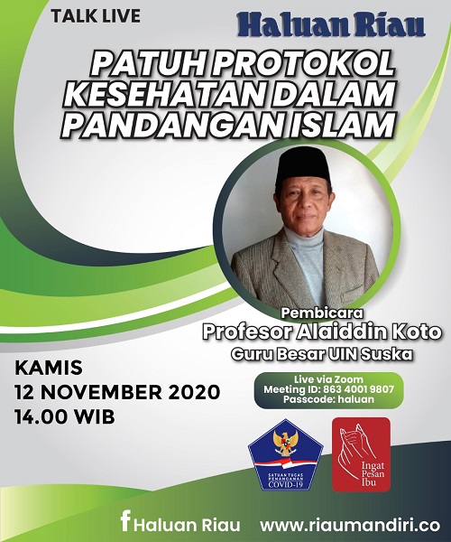 [TALK LIVE] Patuh Protokol Kesehatan Dalam Pandangan Islam Bersama Guru Besar UIN SUSKA Prof Alaiddin Koto