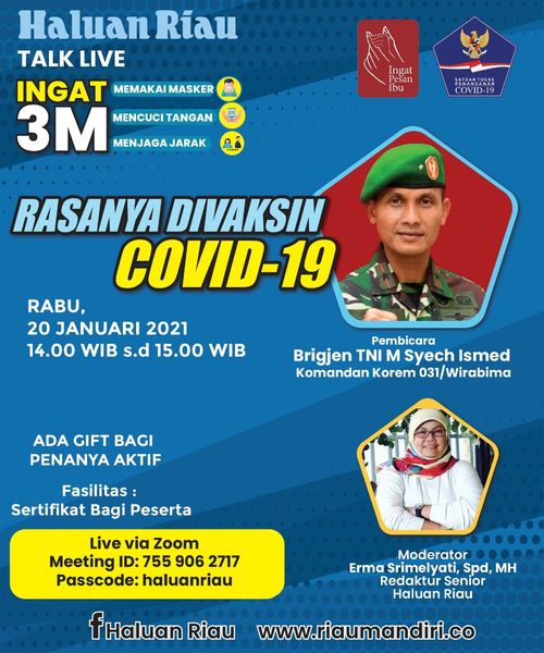 Rasanya Divaksin Covid-19 Bersama Brigjen TNI M Syech Ismed, Komandan Korem 031/Wirabima